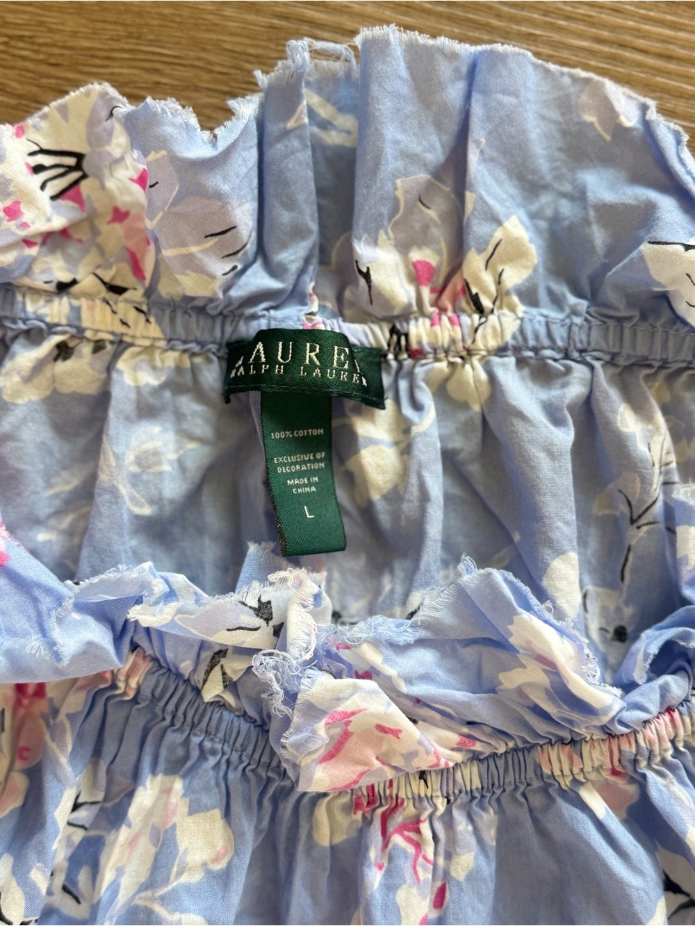 Ralph Lauren Light Blue Floral Cotton Ruffled Sundress Top
